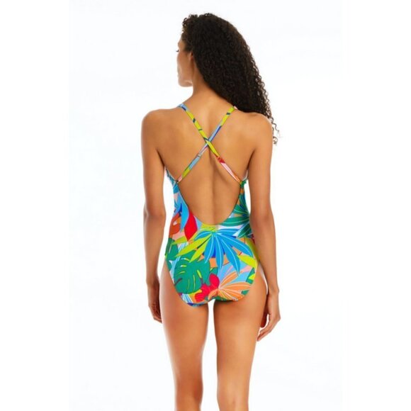 💕BLEU ROD BEATTIE💕 Life Of The Party Plunge Neck One Piece Swimsuit ~ 6 NWT - Picture 4 of 13